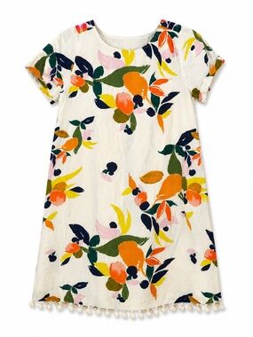 Roller Rabbit Cream Dress with Orange, Green, Navy & Yellow Floral Print